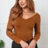 Bring in the Basics Seamless Reversible V-Neck Caramel Ave Shops