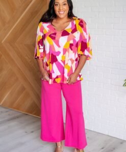 Cali Blouse in Magenta and Mustard Abstract Ave Shops