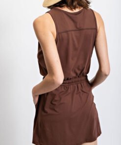 Butter Soft Half Hip Sleeveless Romper Dress in Java - Fashion Are Us, LLC