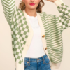 Button Down Checker Stripe Sweater Cardigan Ave Shops