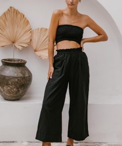 Ibiza Wide Leg Cropped Linen Pants